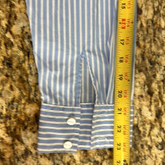 Pure DKNY Striped White And Blue Hi-Low Hem Button Up Tunic Top Size M - Picture 8 of 9